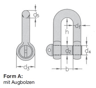 Manille avec goupille, forme droite